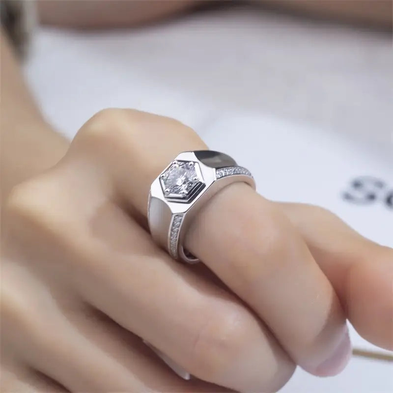 Eco-1448 | Men's Lab-Grown Diamond Ring in S925 Sterling Silver  By Ecogemma