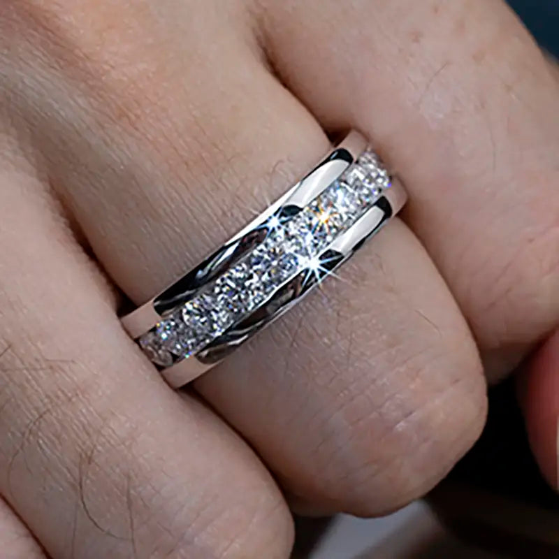 Eco-1387 | 18K White Gold Lab-Grown Diamond Men’s Ring