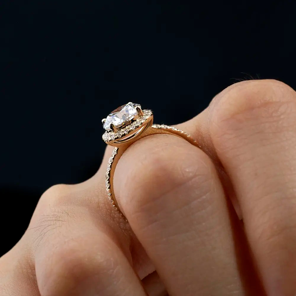 Eco-1701 | 18K White Gold 1.00CT Round-Cut Lab-Grown Diamond Halo Ring