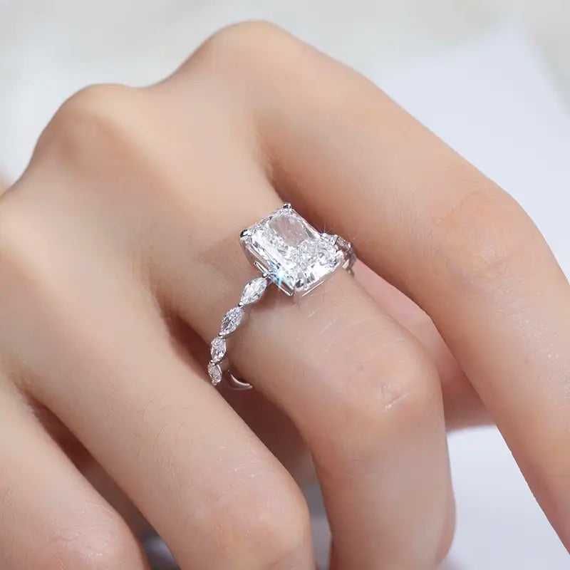 Eco-1304 | 18K White Gold 3.40CT Radiant-Cut Lab-Grown Diamond Ring