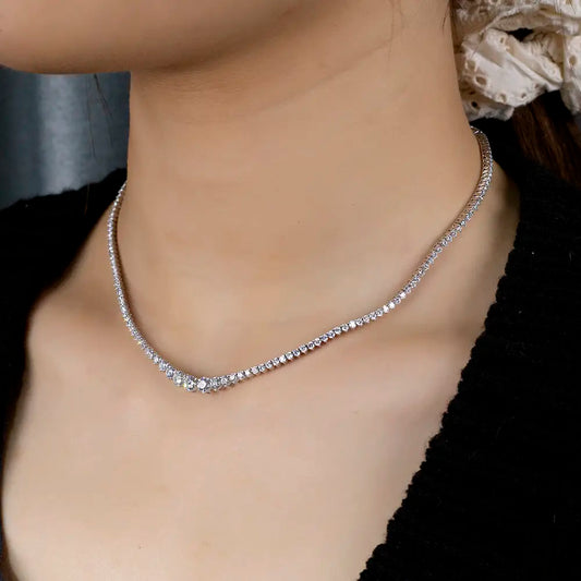 Econ-858 — The River of Light Lab Diamond Tennis Necklace