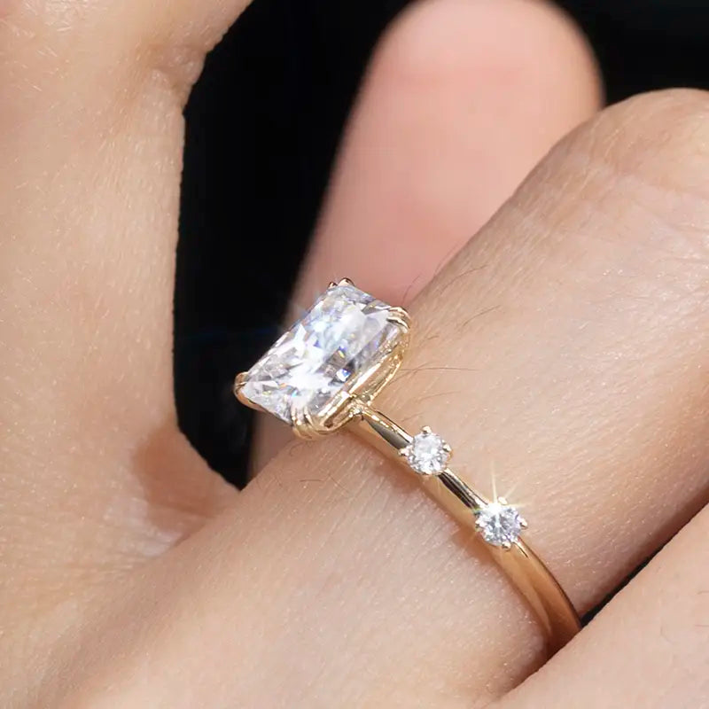 Eco-1320 | 1.2ct Radiant-Cut Lab Diamond Ring in 14K Yellow Gold  By Ecogemma