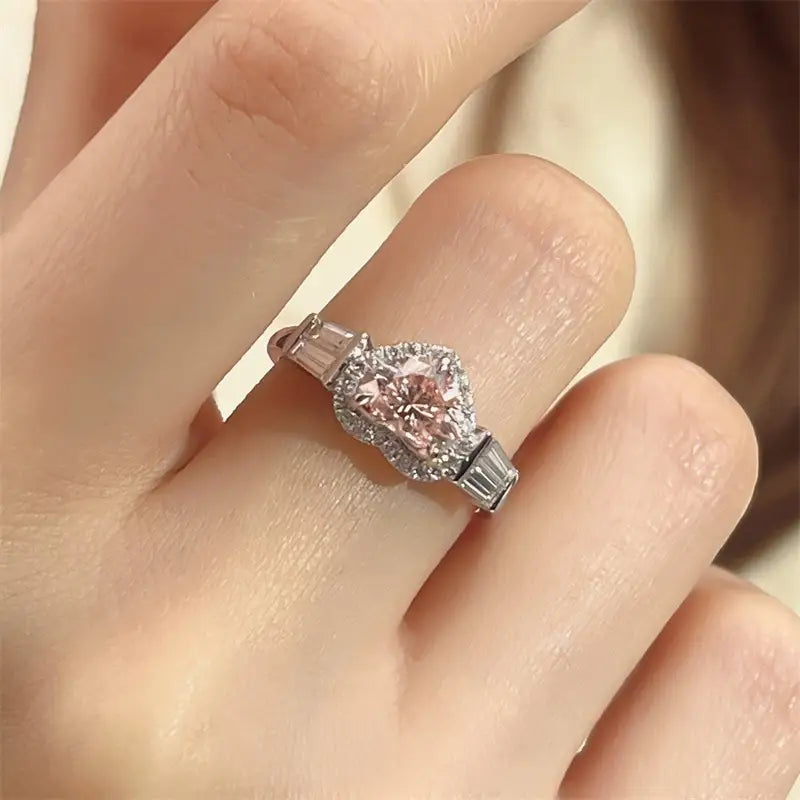 Eco-1461 Heart-Cut Lab-Grown Diamond Ring in 9K/14K/18K White Gold – Custom Color Jewelry