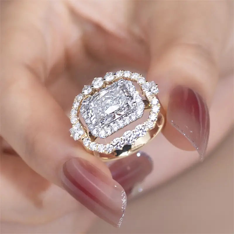 Eco-833 | 3.12ct Radiant-Cut Lab Diamond Ring in 14K Gold  By Ecogemma