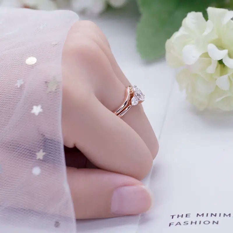 Eco-553 | 14K Rose Gold Moissanite Bypass Ring