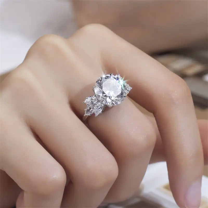 Eco-1447 | 18K White Gold 6CT Oval Lab-Grown Diamond Butterfly Ring