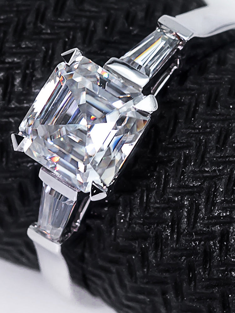 Eco-071 |1.10t D VS1 Asscher-Cut Lab-Grown Diamond | 18K White Gold | IGI Certified