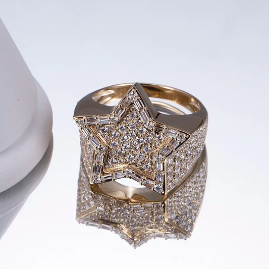 Eco-793 Star-Shaped Lab-Grown Diamond Ring in 18K Gold – Men’s Signature Jewelry by Ecogemma