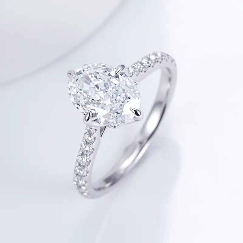 Eco-1416 | 18K White Gold Oval-Cut Lab-Grown Diamond Solitaire Ring