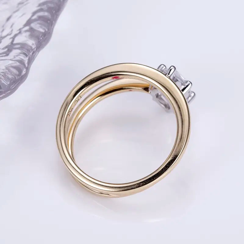 Eco-1139 | 14K Gold Open Bypass Ring with Lab-Grown Diamonds