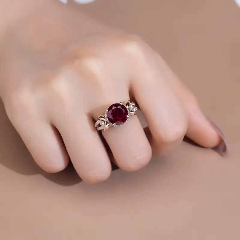 Eco-816 | 14K Ruby &amp; DEF Lab Diamond Ring  By Ecogemma