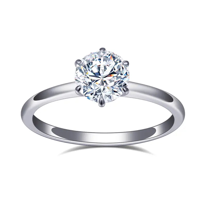 Eco-845 1CT Round VVS2 Lab-Grown Diamond Ring in 18K White Gold