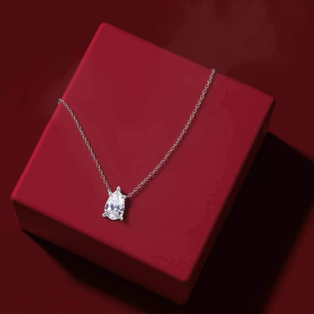Econ-904 "Solitaire Radiance" Oval-Cut Lab-Grown Gemstone Pendant Necklace