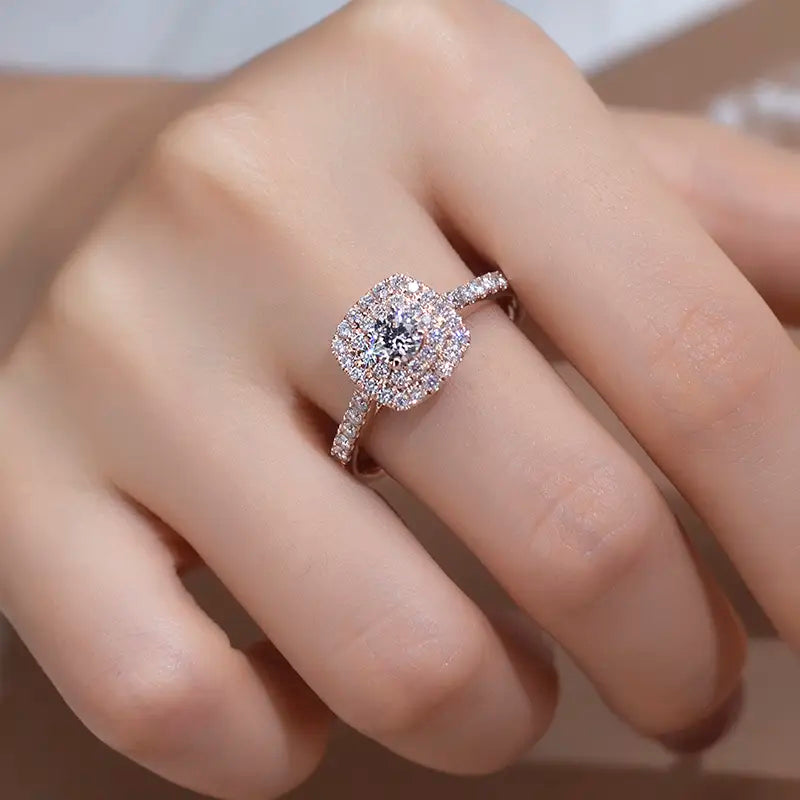 Eco-871 | 14K Gold Lab-Grown Diamond Halo Ring  By Ecogemma