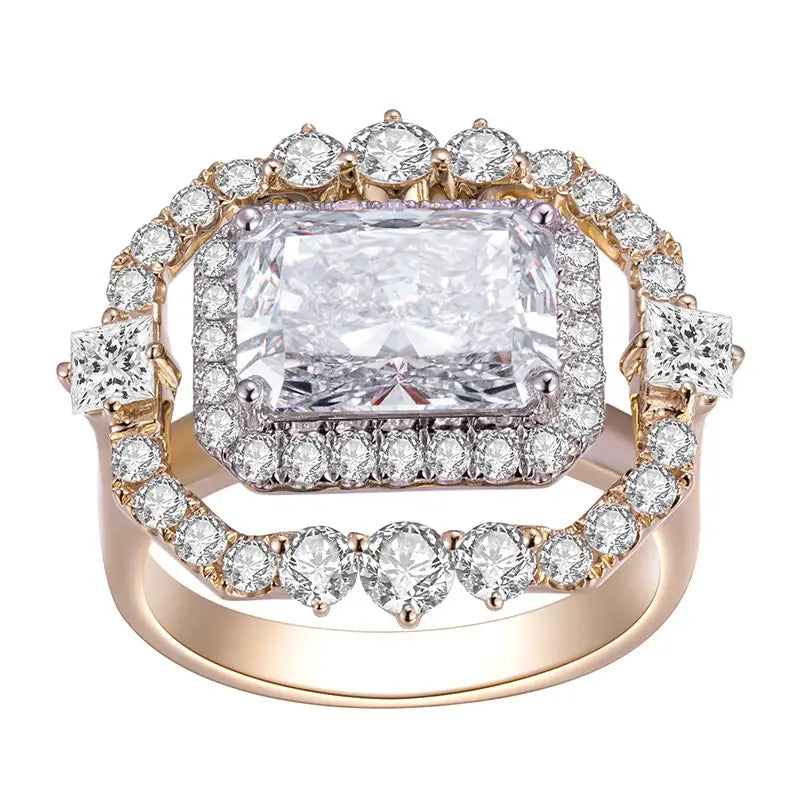 Eco-833 | 3.12ct Radiant-Cut Lab Diamond Ring in 14K Gold  By Ecogemma