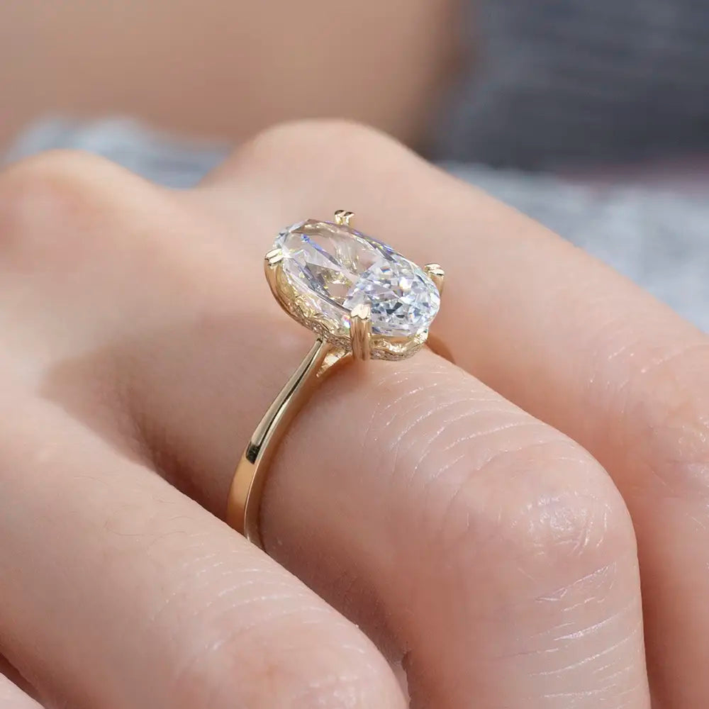 Eco-1811 | 9K Yellow Gold Oval Lab Diamond Ring
