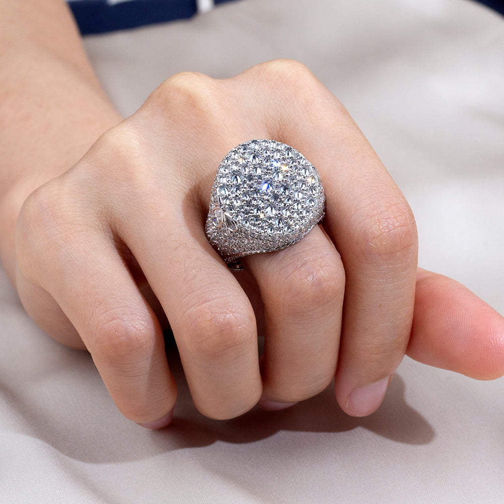 Eco-1894: Celestial Pavé – Lab-Grown Diamond Dome Ring in 18K White Gold