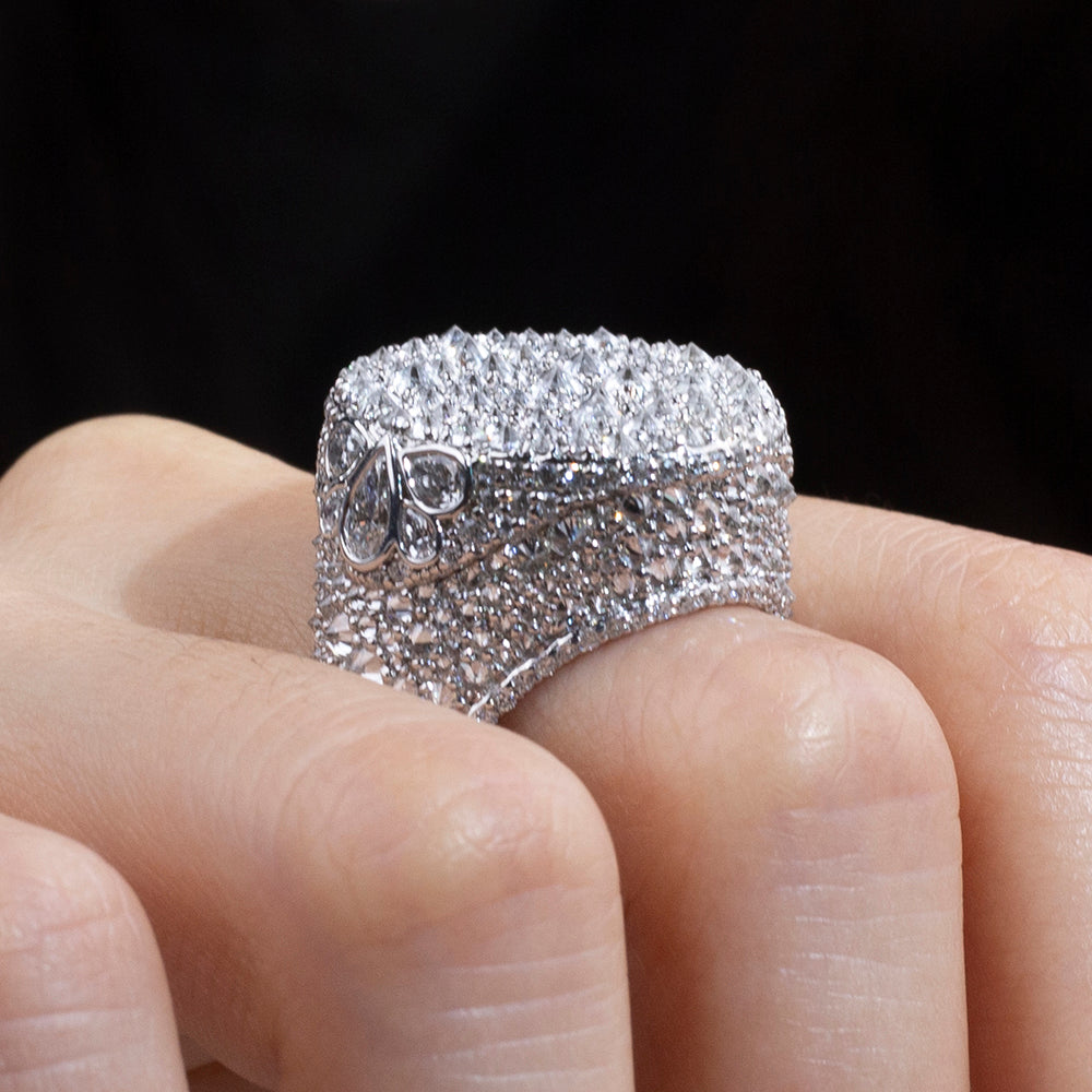 Eco-1894: Celestial Pavé – Lab-Grown Diamond Dome Ring in 18K White Gold