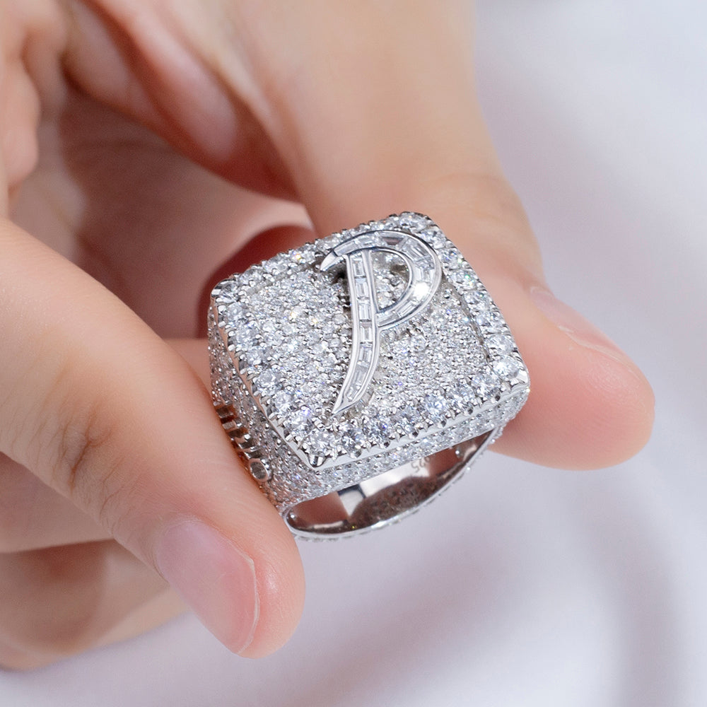 Eco-1895: Signature Radiance – Lab-Grown Diamond Initial Ring in 18K White Gold