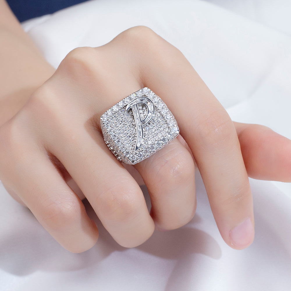 Eco-1895: Signature Radiance – Lab-Grown Diamond Initial Ring in 18K White Gold