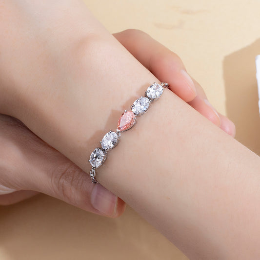 Ecob-640: ブラッシュ ラディアンス – ラボグロウン ピンクサファイア＆ダイヤモンド ブレスレット（18Kホワイトゴールド） 