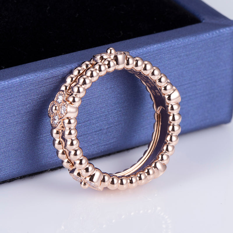 Eco-603: Jardín de Luz – Anillo floral con diamantes cultivados en laboratorio en oro rosa de 18 quilates 