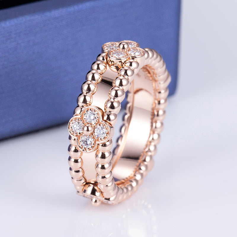 Eco-603: Jardín de Luz – Anillo floral con diamantes cultivados en laboratorio en oro rosa de 18 quilates 