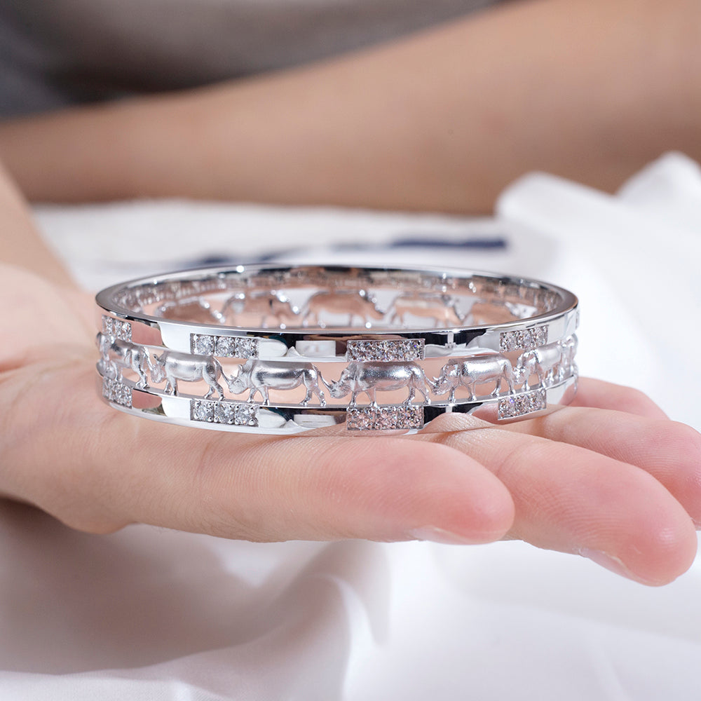 Ecob-643: Equinox Geometry – Pulsera de eslabones con diamantes cultivados en laboratorio en oro blanco de 18 quilates