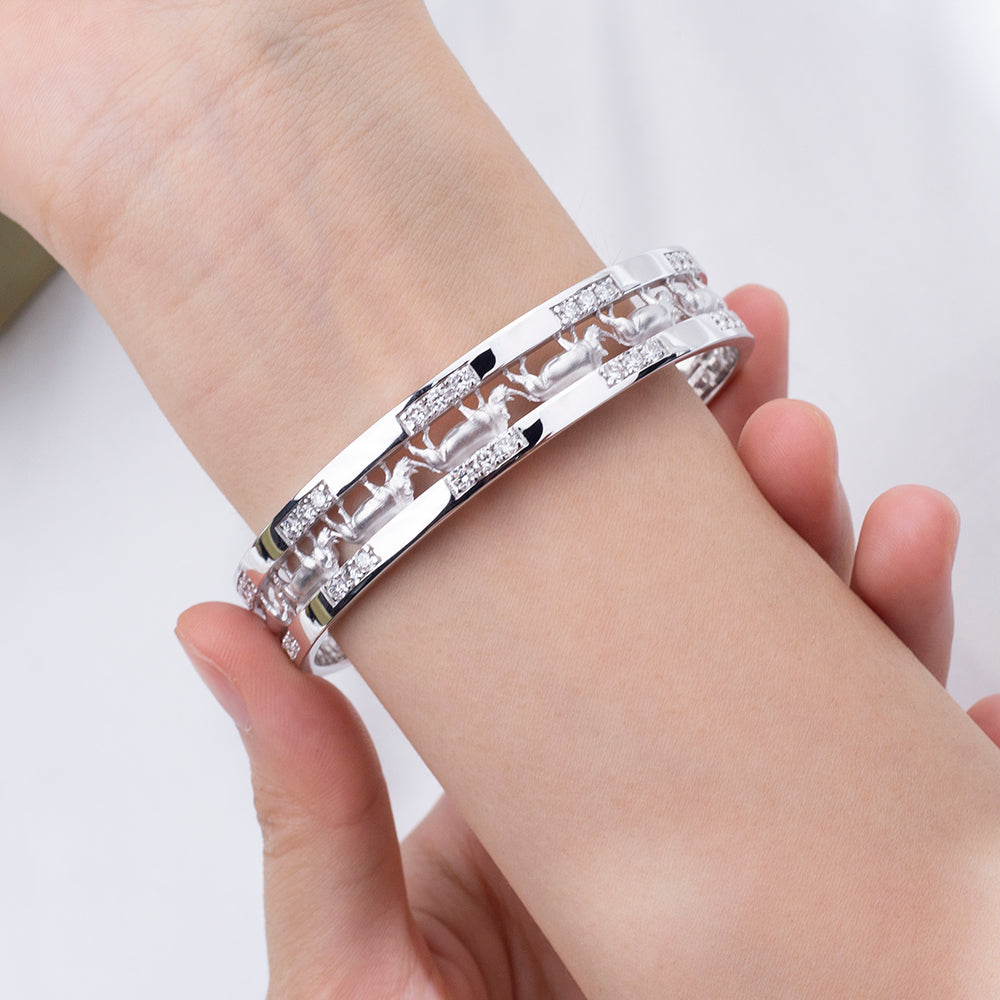 Ecob-643: Equinox Geometry – Pulsera de eslabones con diamantes cultivados en laboratorio en oro blanco de 18 quilates