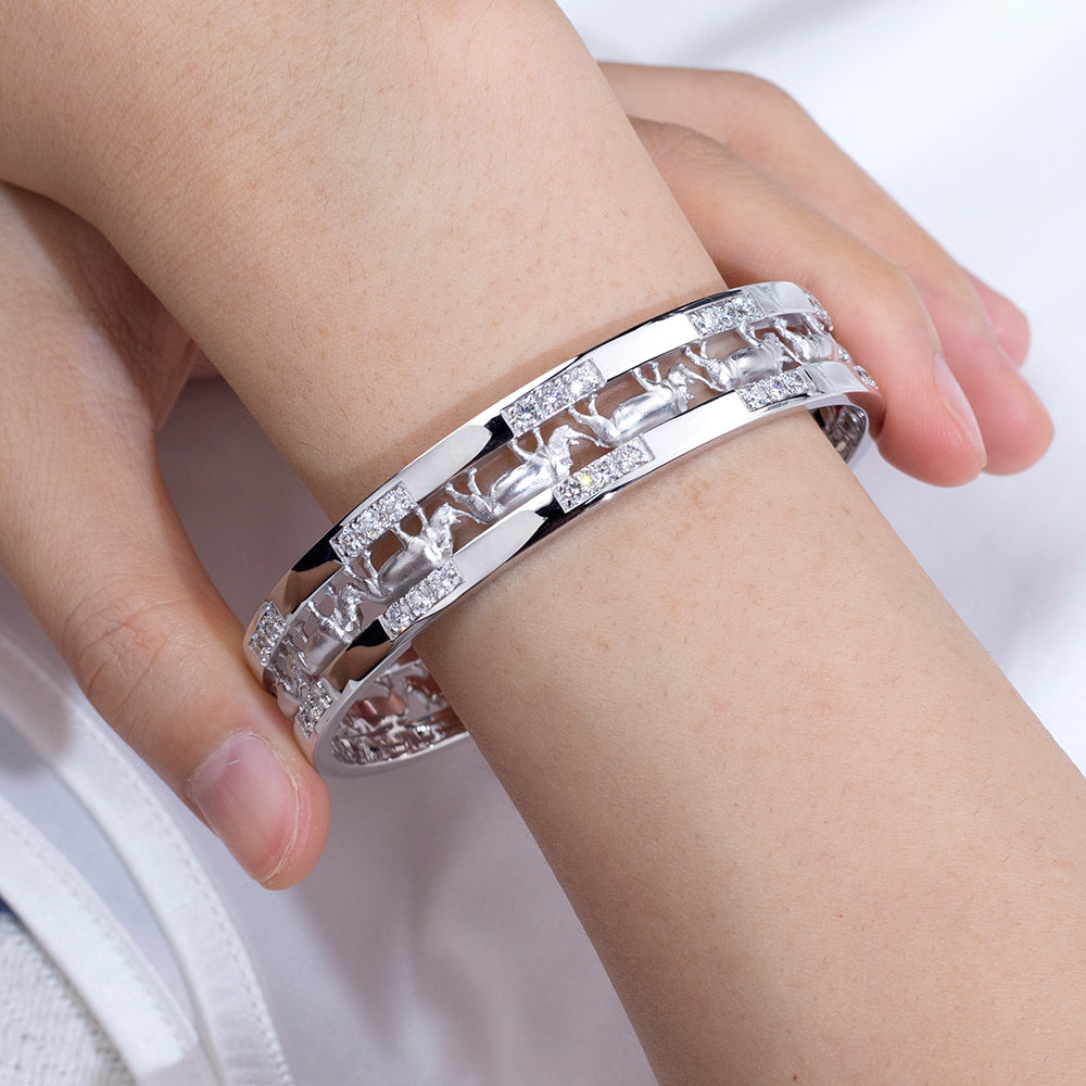 Ecob-643: Equinox Geometry – Pulsera de eslabones con diamantes cultivados en laboratorio en oro blanco de 18 quilates