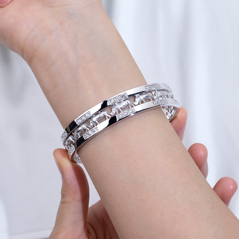 Ecob-643: Equinox Geometry – Pulsera de eslabones con diamantes cultivados en laboratorio en oro blanco de 18 quilates