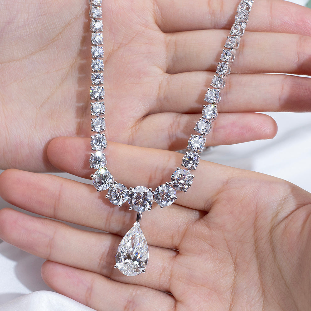 Econ-916 "Tear of Radiance" Lab-Grown Diamond Drop Necklace