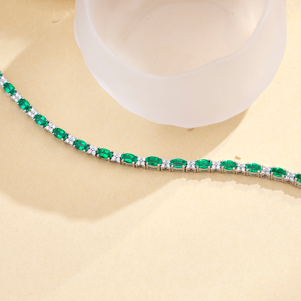 Ecob-627 | Emerald Reverie Halo Bracelet in 18K Gold