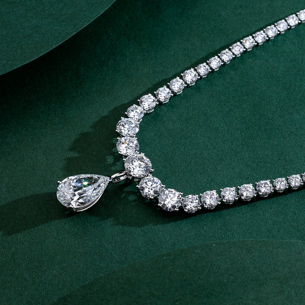 Econ-916 "Tear of Radiance" Lab-Grown Diamond Drop Necklace