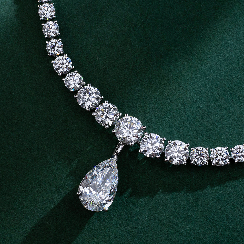 Econ-916 "Tear of Radiance" Lab-Grown Diamond Drop Necklace