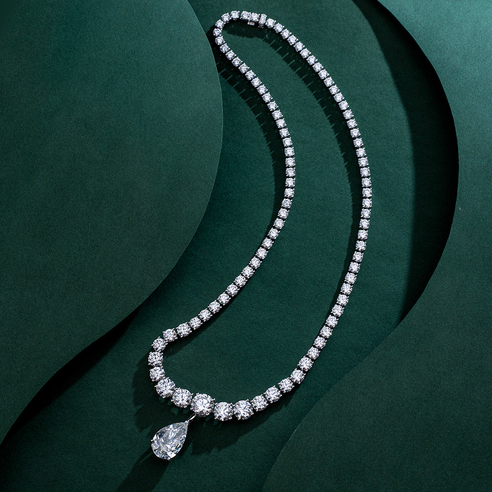 Econ-916 "Tear of Radiance" Lab-Grown Diamond Drop Necklace