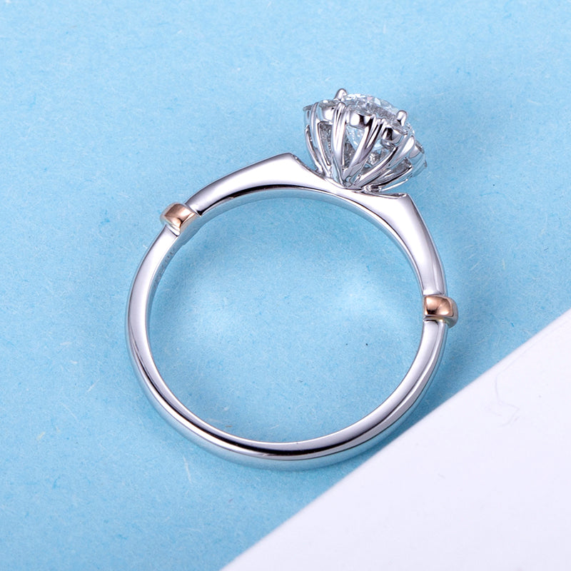 Eco-740: Bloom of Light – ラボグロウンダイヤモンドハローリング（18Kホワイト＆ローズゴールド）