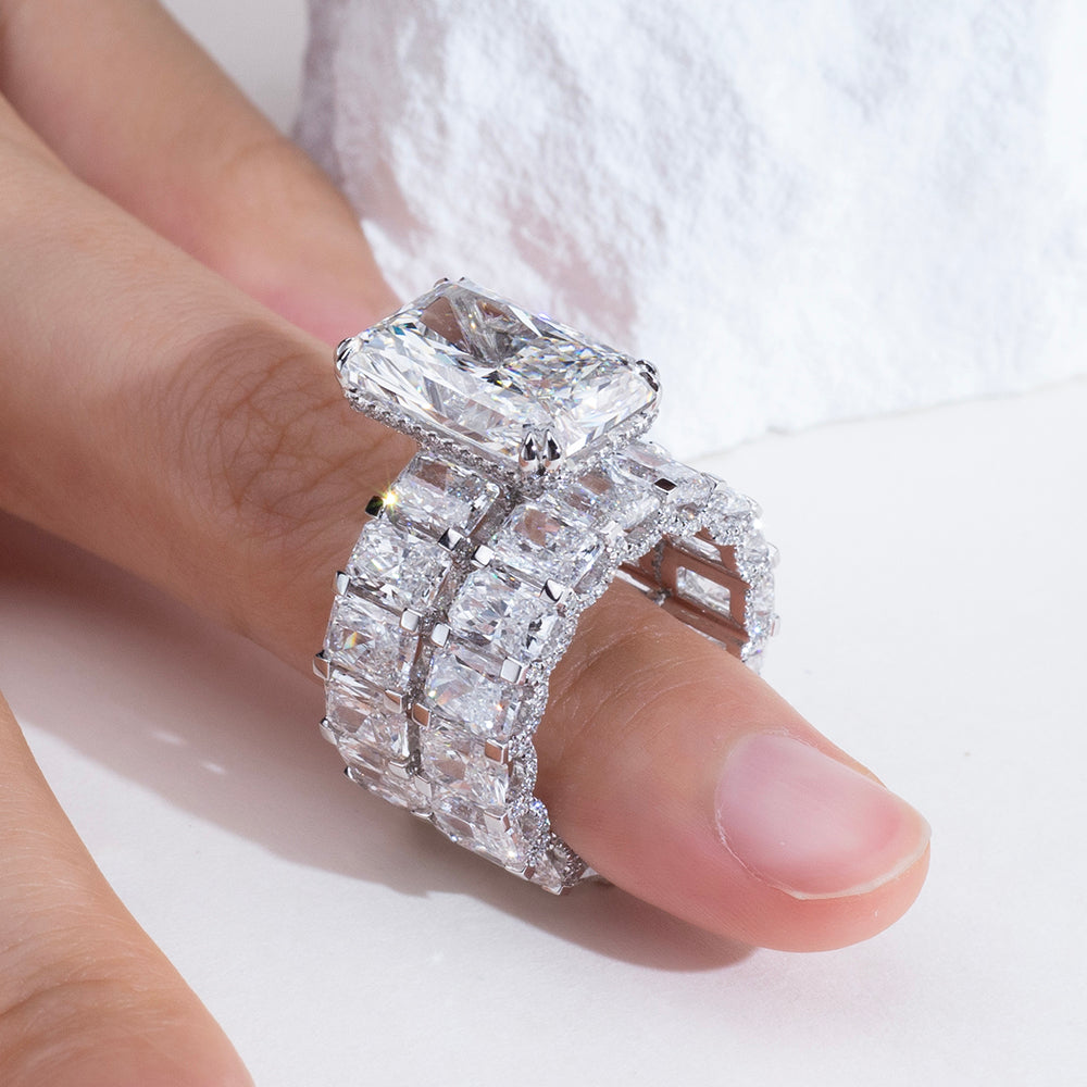 Eco-1910: Radiant Empire – Lab-Grown Radiant Diamond Statement Ring in 18K White Gold