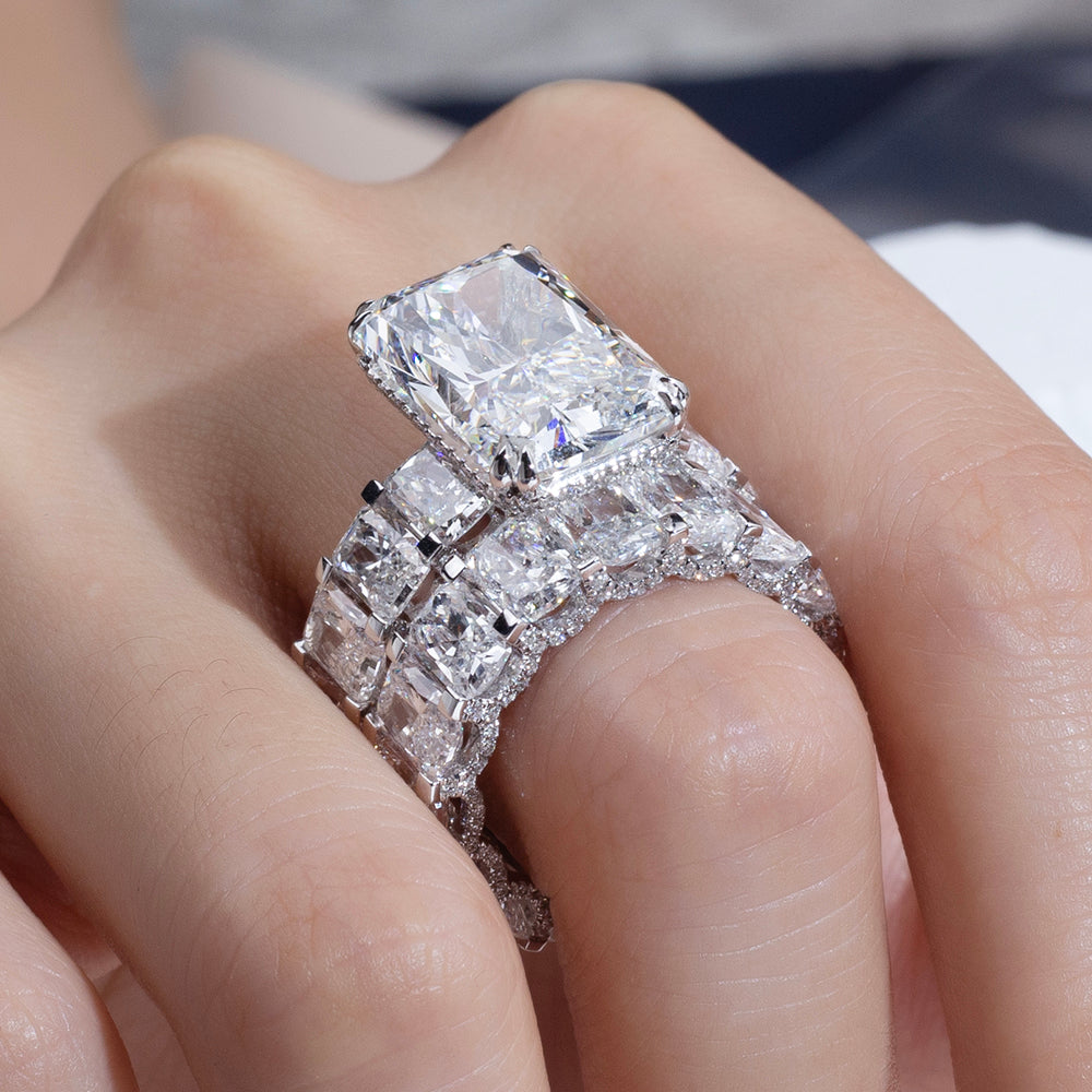 Eco-1910: Radiant Empire – Lab-Grown Radiant Diamond Statement Ring in 18K White Gold