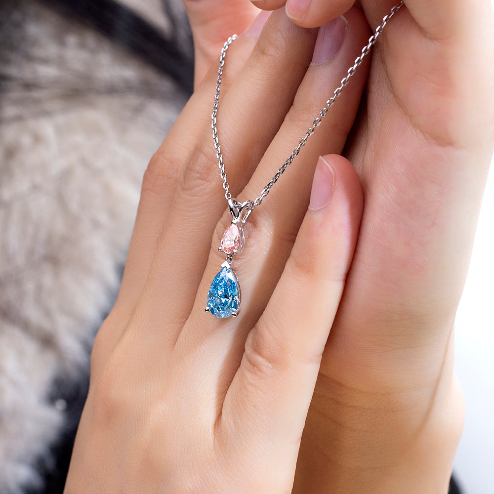 Econ-888 — The Twin Flame Lab Diamond Drop Pendant