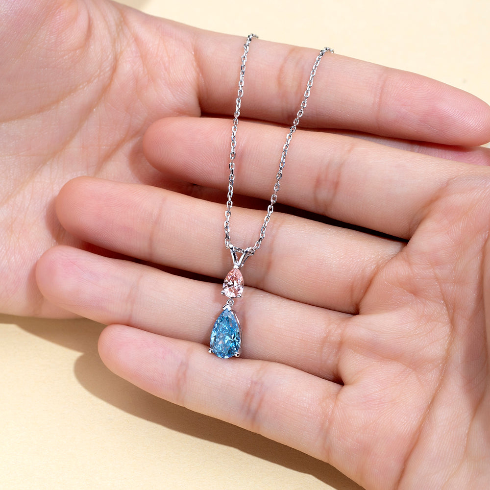 Econ-888 — The Twin Flame Lab Diamond Drop Pendant