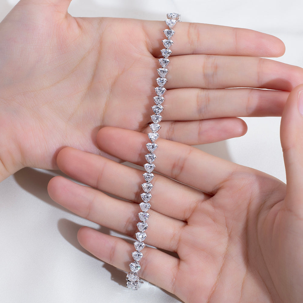 Ecob-644: Lágrimas de Luz – Pulsera de diamantes talla pera cultivados en laboratorio en oro blanco de 18 quilates 