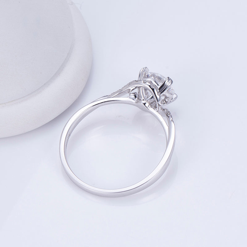 Eco-002 | 1ct Lab-Grown Diamond Halo Ring in 18K White Gold  By Ecogemma