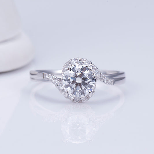 Eco-002 | 1ct Lab-Grown Diamond Halo Ring in 18K White Gold  By Ecogemma