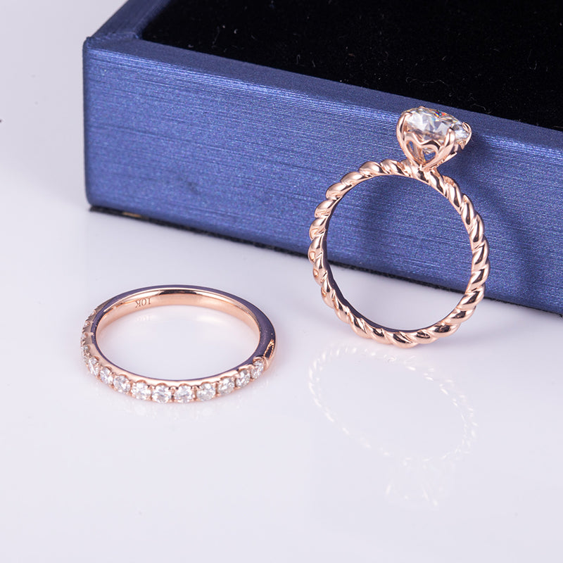 Eco-637: Twined Promise – ラボグロウンダイヤモンドソリティア＆エタニティセット（18Kローズゴールド） 