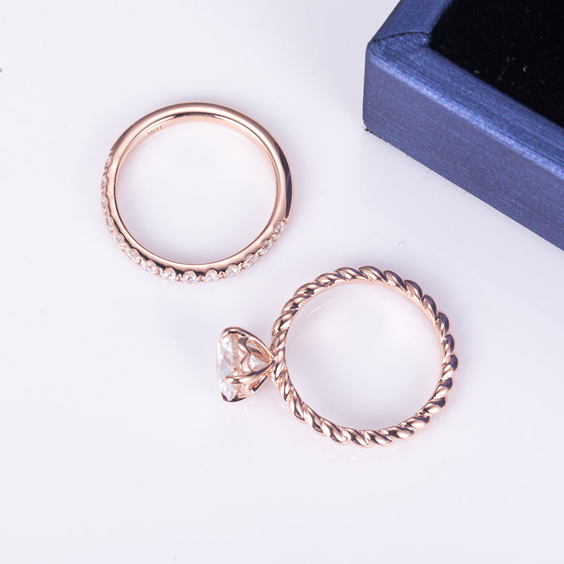 Eco-637: Twined Promise – ラボグロウンダイヤモンドソリティア＆エタニティセット（18Kローズゴールド） 