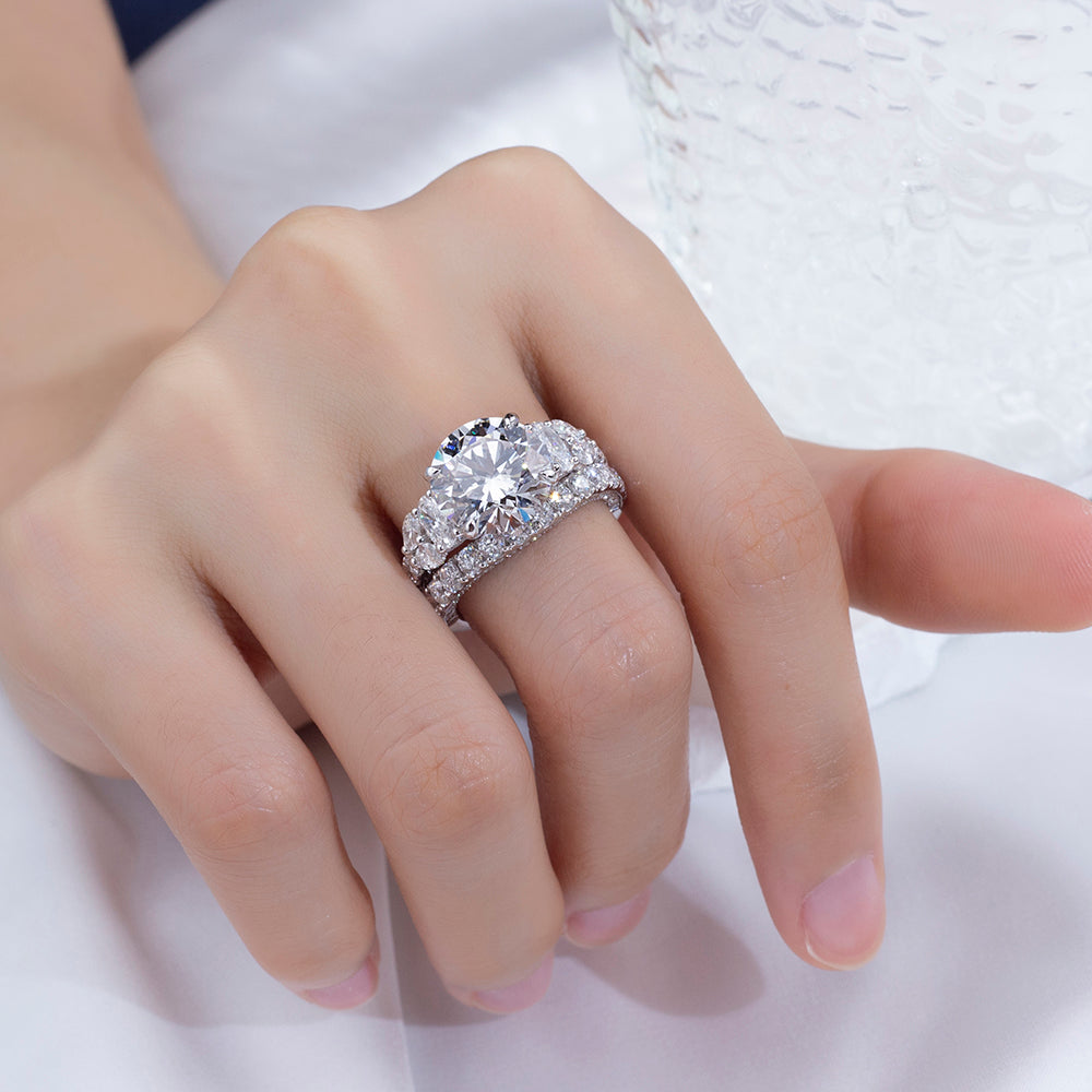 Eco-1851: Symphony of Light – Lab-Grown Diamond Bridal Set in 18K White Gold