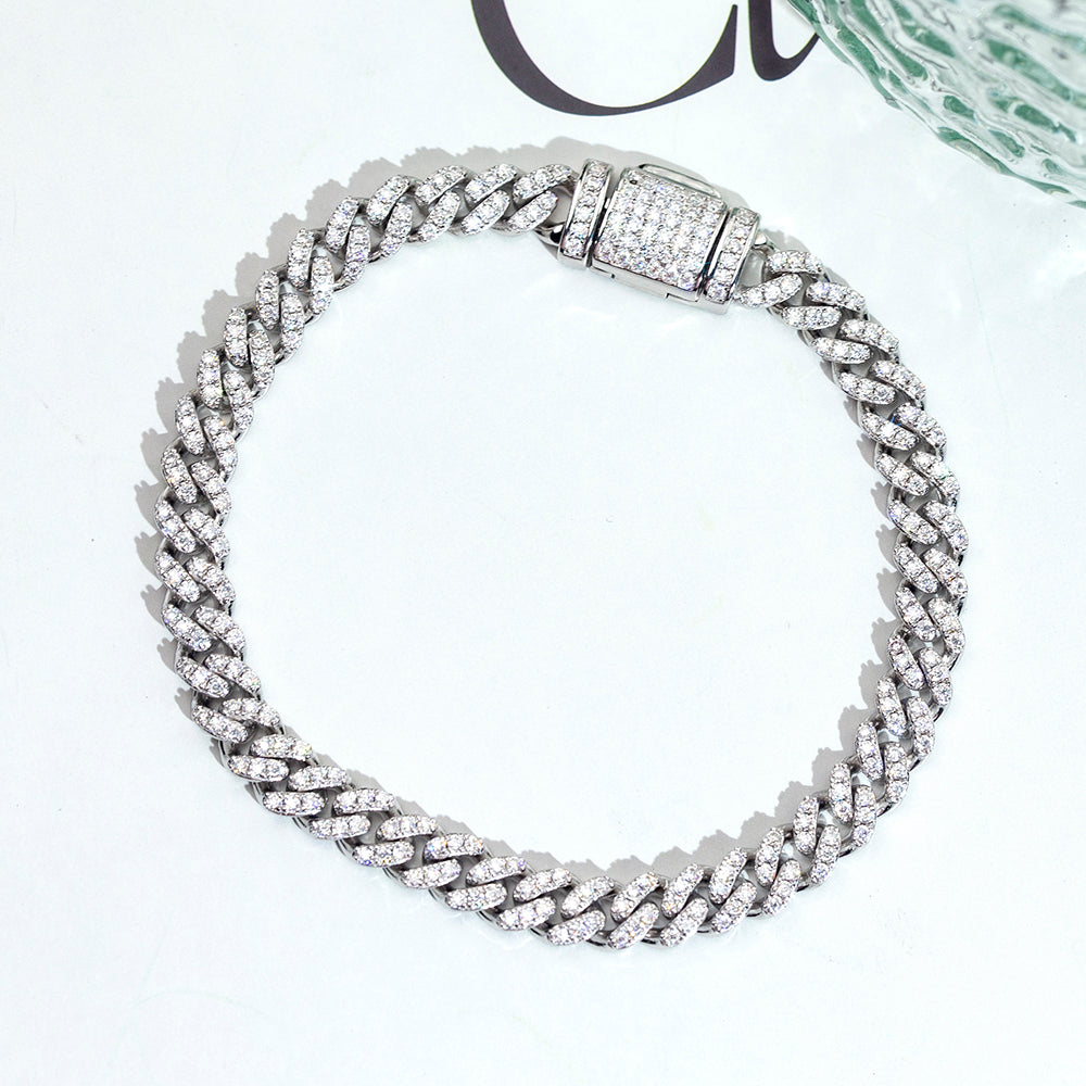 Ecob-624 | Bravura Cuban Lab Diamond Link Bracelet in 18K Gold