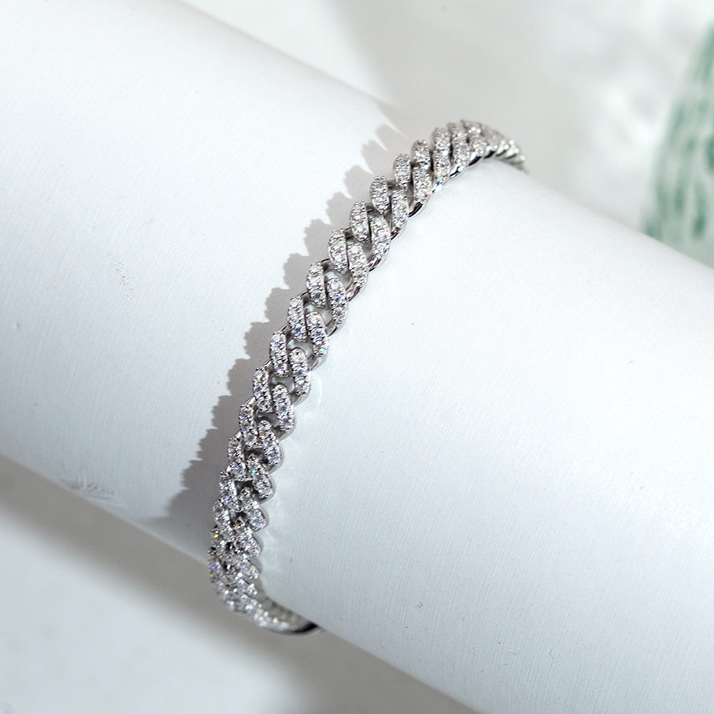 Ecob-624 | Bravura Cuban Lab Diamond Link Bracelet in 18K Gold
