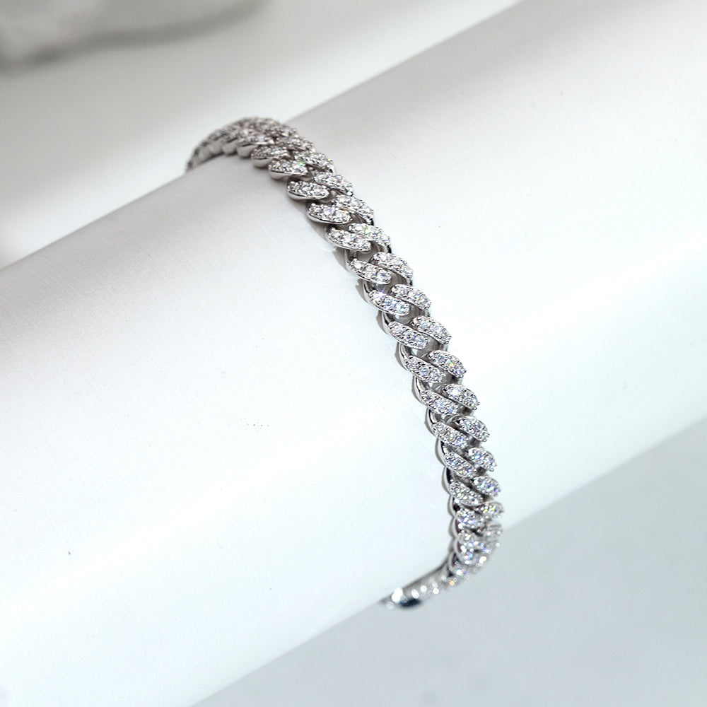 Ecob-624 | Bravura Cuban Lab Diamond Link Bracelet in 18K Gold